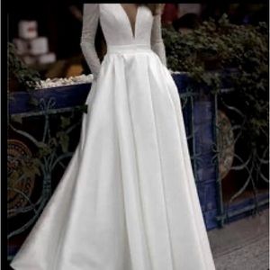New Wedding Dress- Deep V-Neck